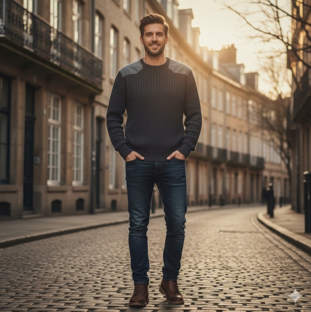 Patagonia Dark Gray Ribbed Crewneck Sweater